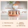 Steel Copper Serving Handi with Glass Lid 1400 ML - Serving Dishes Chicken Briyani Vegetables Home Hotel Restaurant Tableware Dishware