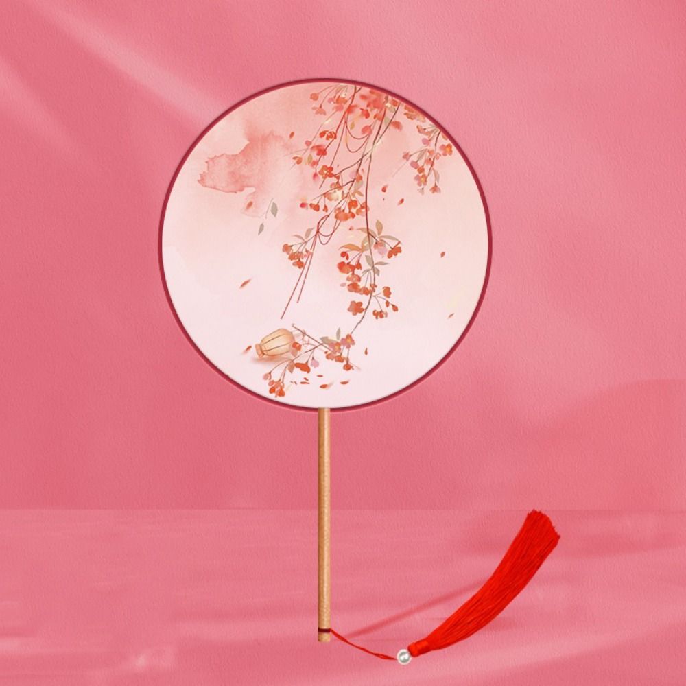 Chinese Style Dance Silk Fan Ink Painting Embroidery Fan Round Hand Fan for Wedding
