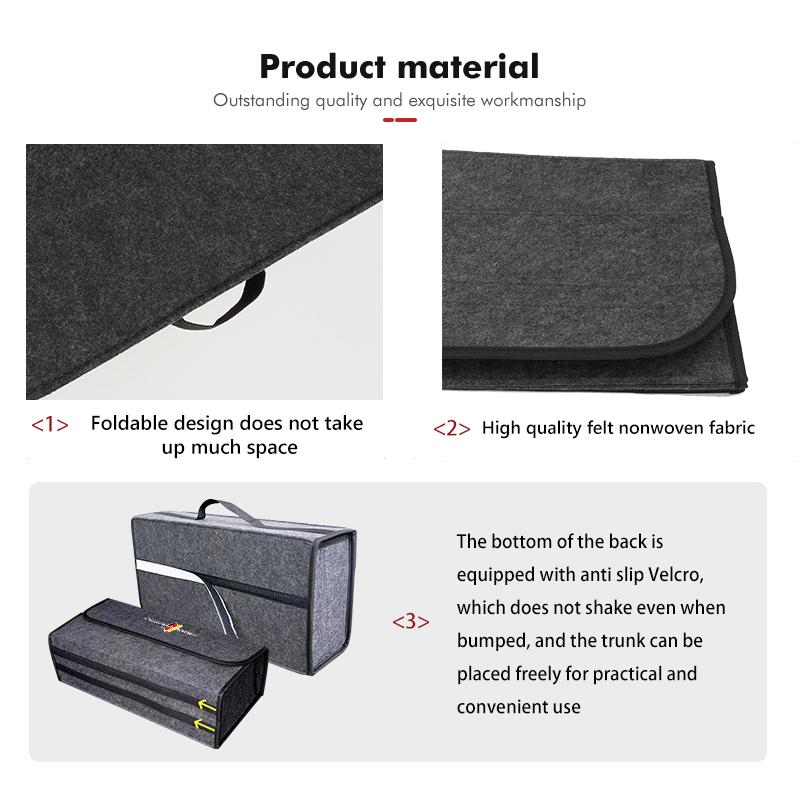 AAACF1 Felt Car Trunk Folding Organizer Bag Foldable Trip Storage Box For BMW Performance 1 3 5 7 Series M E93 F20 iX1 iX2 iX3 iX5 iX6