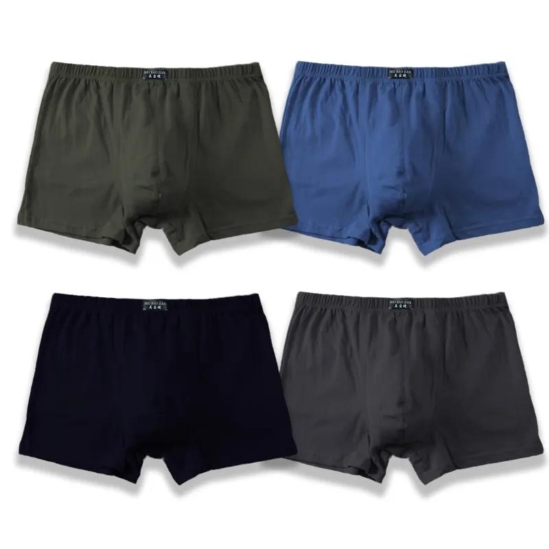 Мужские шорты-боксеры из 100% хлопка, однотонные свободные дышащие шорты-боксеры, впитывающее пот нижнее белье на талии