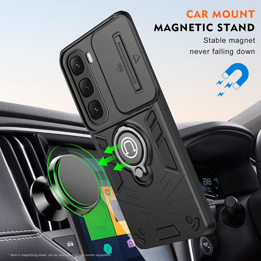 KEYSION Shockproof Armor Case for Infinix Hot 60i 4G Camera Protection Ring Stand Phone Back Cover for Infinix Hot 60 Pro+ 60 5G
