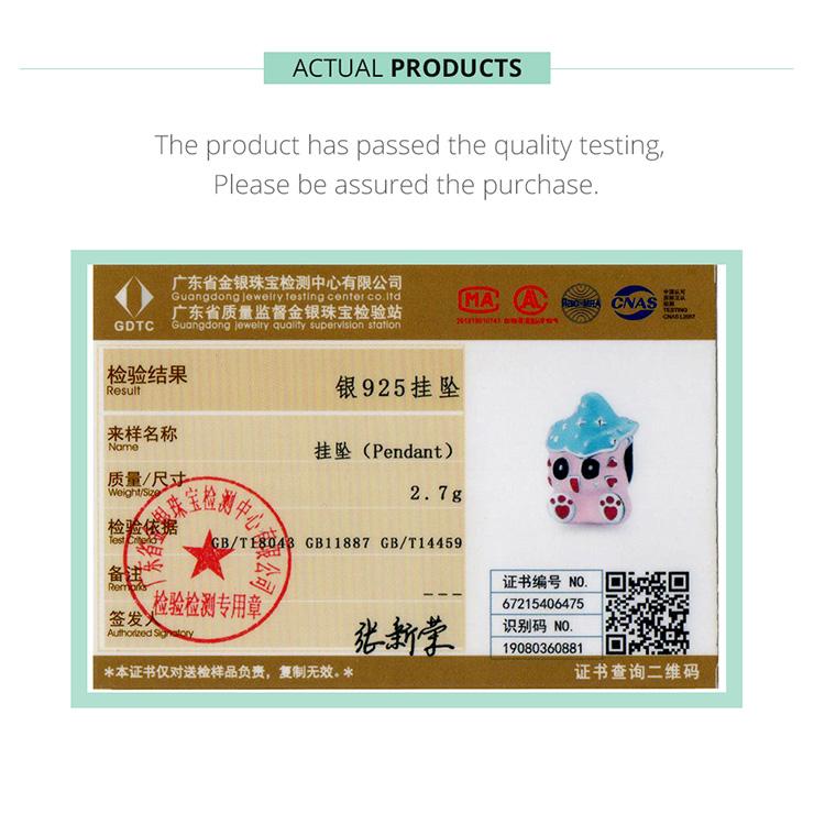 WOSTU Cute Textured Fairy Pink Cat Baby Blue Hat 925 Sterling Silver Beads Fit Bracelet Bangle Fine Jewelry