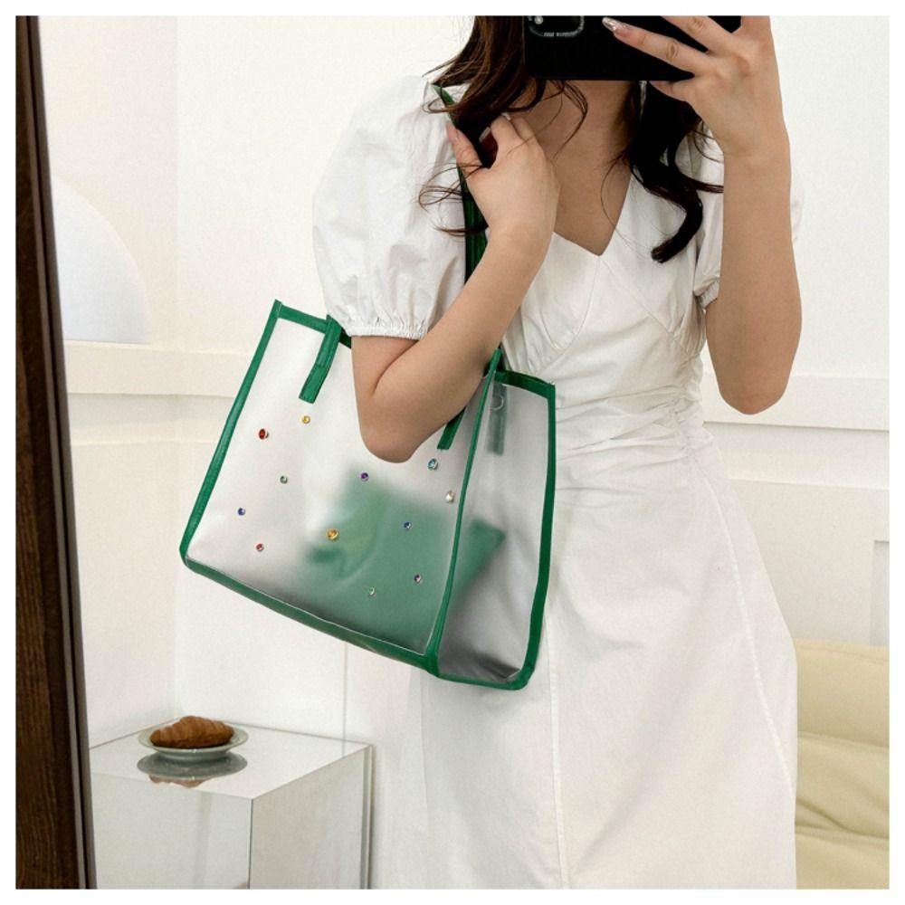 2pcs/set Beach Jelly Shoulder Bag Waterproof Shopping Bag Casual Transparent Totes Bag  Outdoor