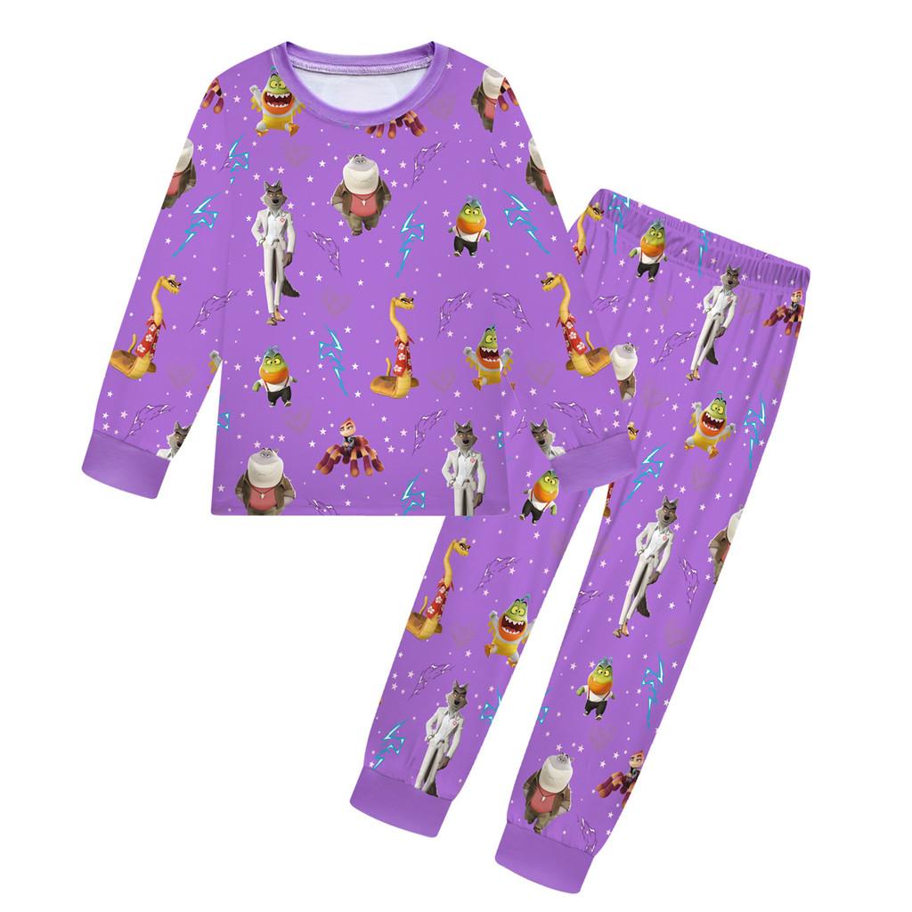 Kids Boys Girls Anime Cartoon Bad Guys Printed Casual Long Sleeves T-Shirt Pants Trousers Clothes Set