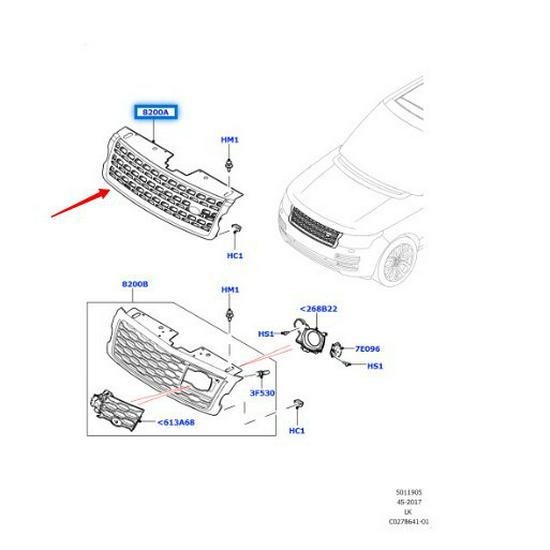 LR052715: Подходит для полностью черной решетки радиатора Land Rover Range Rover Executive 2013 года.