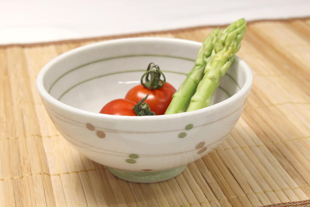 Castle Enterprises Diet Lightweight Bowls, Nakahira Series, Clear Stream Polka Dots, Green, Set of 10, 12cm Diameter X 6cm Height