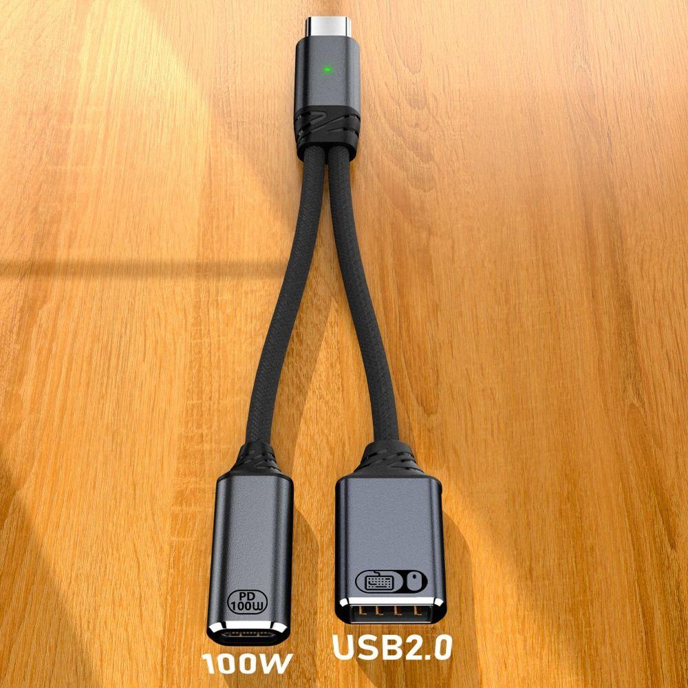 PD 100W USB Headphone Converter Fast Charging Y Cable NEW Audio Adapter Keyboard Mouse
