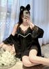 1011 autumn and winter new sexy suspender nightdress with chest pad two-piece set Modal lace sexy pajamas women