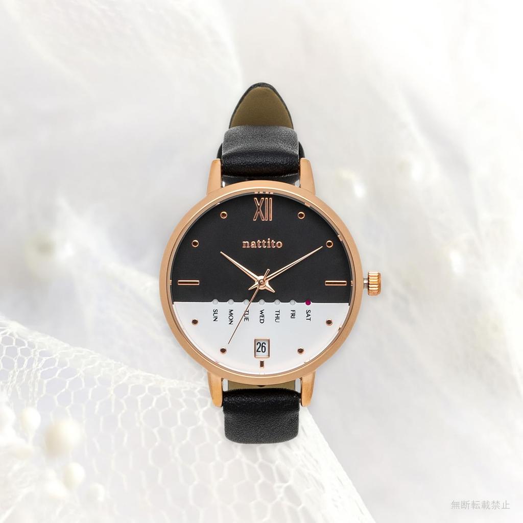 [Fieldwork] Женские часы с аналоговым кожаным ремешком, календарем, днем недели, датой, черные Dario GY079-6