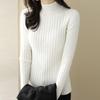 Зимний толстый облегающий базовый пуловер, вязаный свитер для женщин, модный повседневный свитер с длинным рукавом и высоким воротником, женский теплый однотонный трикотажный топ 24834