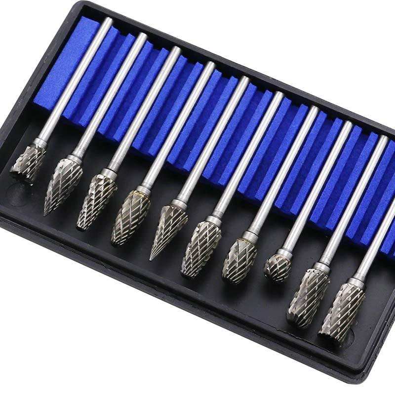 3mm Shank Drawing Tungsten Carbide Milling Cutter Rotary Tool Burr Double Diamond Cut Rotary Dremel Metal Wood Electric Grinding