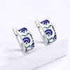Classic Earrings for Women's Handmade Blue Enamel Flower Earrings Shape Earrings Fashion Party Jewelry Women Earrings