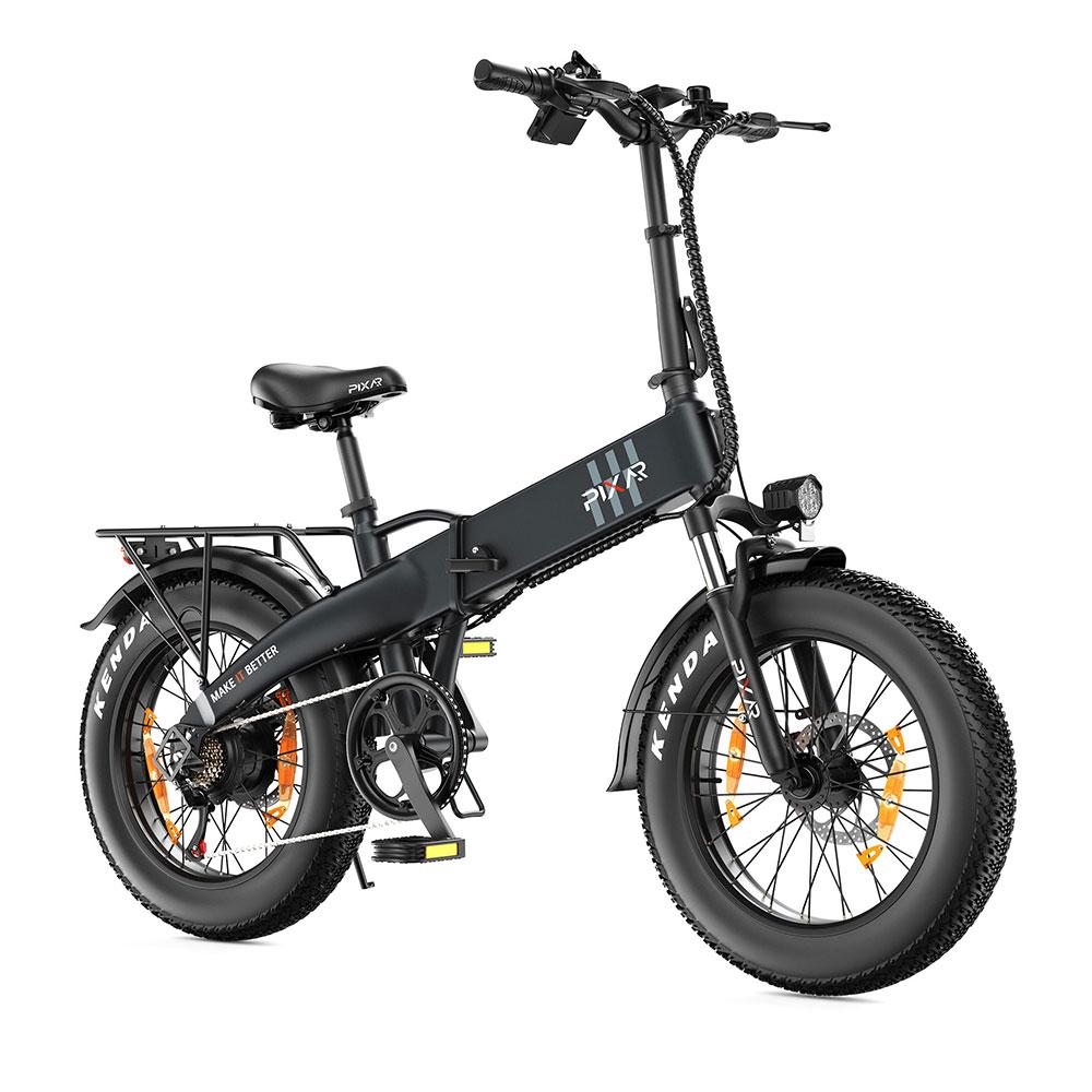 Pixar F2 folding fat tire electric bicycle,48V 250W high-speed brushless motor,48V 15Ahbattery,20×4",5-speed power assist,front fork suspension.