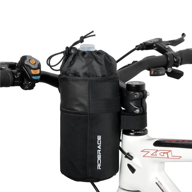 RIDERACE Bike Water Bottle Carrier Pouch Portable MTB Road Cycling Insulated Kettle Bag Riding Equipment Bicycle Handlebar Bag