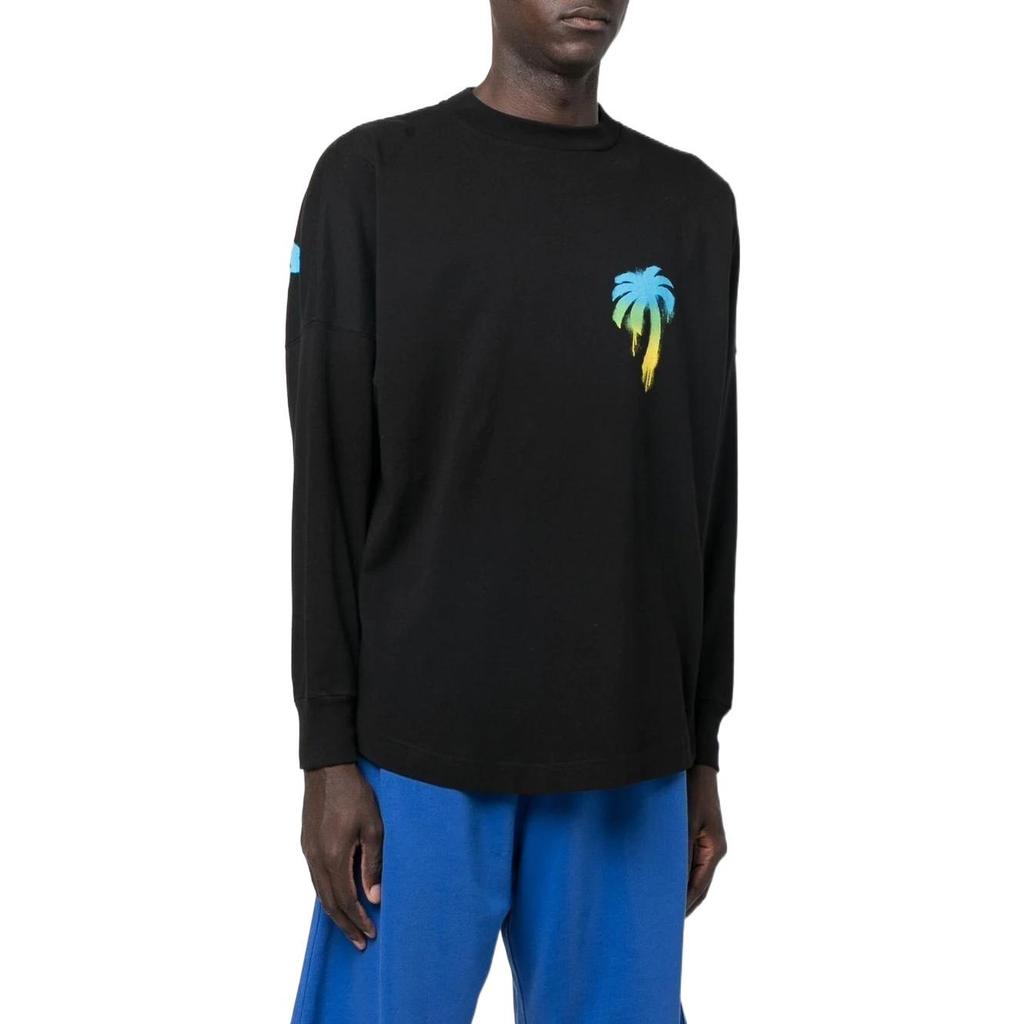 PALM ANGELS Sprayed Palm Logo Over Longsleeve T shirt Men's PMAB001F22JER0031055