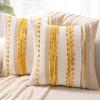Boho Chenille Tufted Throw Pillow Cover Farmhouse Striped Decorative Cushion Case Square Pillowcase for Living Room Sofa Bed Couch Decor