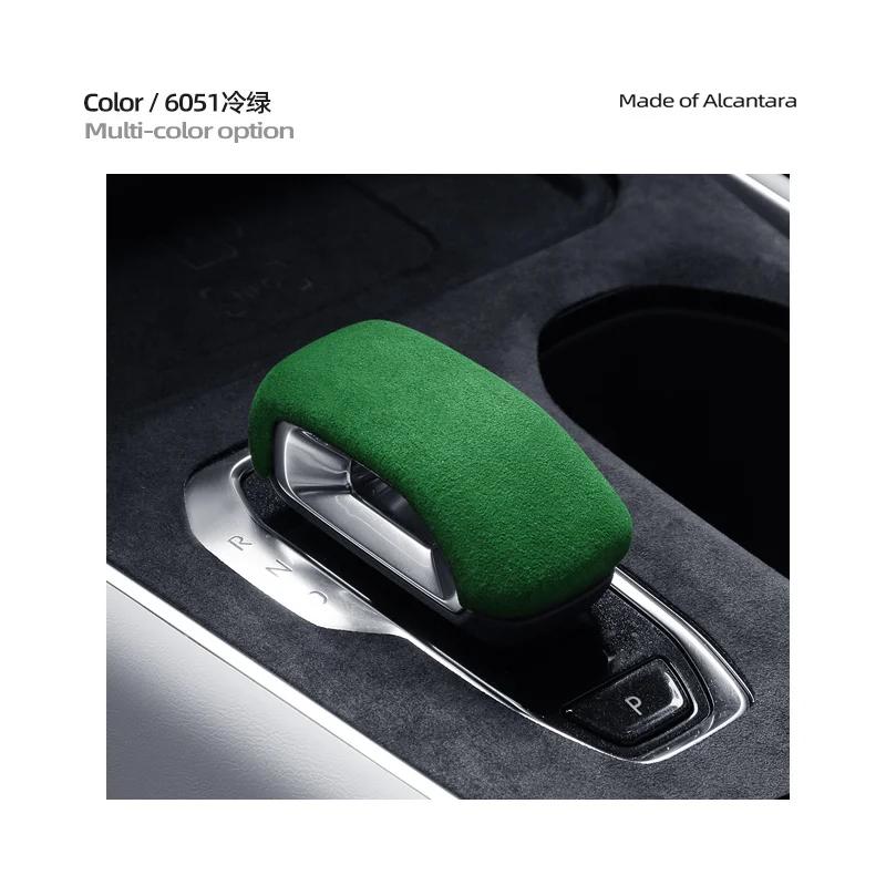 For Geely Zeekr 001 -2024 alcantara suede Trim Car Gear Shift Handle Knob Frame Cover Styling Accessories