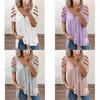 Short Sleeve T Shirt With Zipper Print Cotton Blend For Casual Streetwear