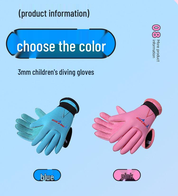 Детские нескользящие неопреновые перчатки для плавания 3 мм - Теплые, износостойкие, защищающие от царапин, для дайвинга и снорклинга.