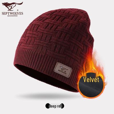 Мужская зимняя вязаная шапка Septwolves