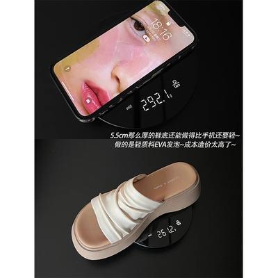 Женские шлепанцы из мятой кожи на толстой подошве, летние новинки 2025 года, универсальные, повседневные, для улицы, на танкетке, сандалии с увеличением высоты