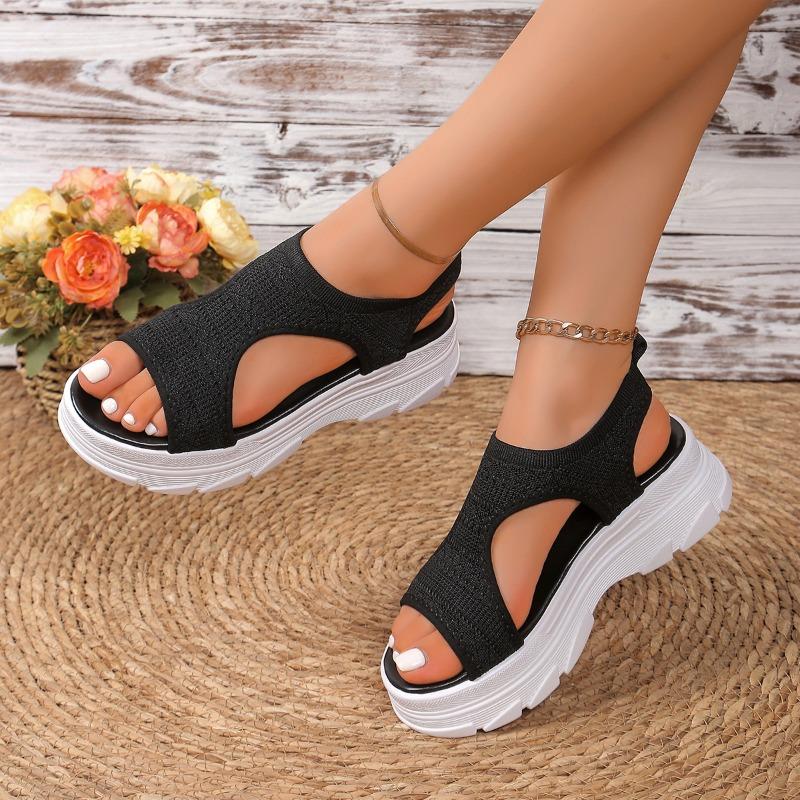 Женская летняя обувь 2025 года, сетчатые босоножки на платформе с рыбками, женские босоножки на танкетке с открытым носком, легкая повседневная женская обувь Zapatillas Mujer
