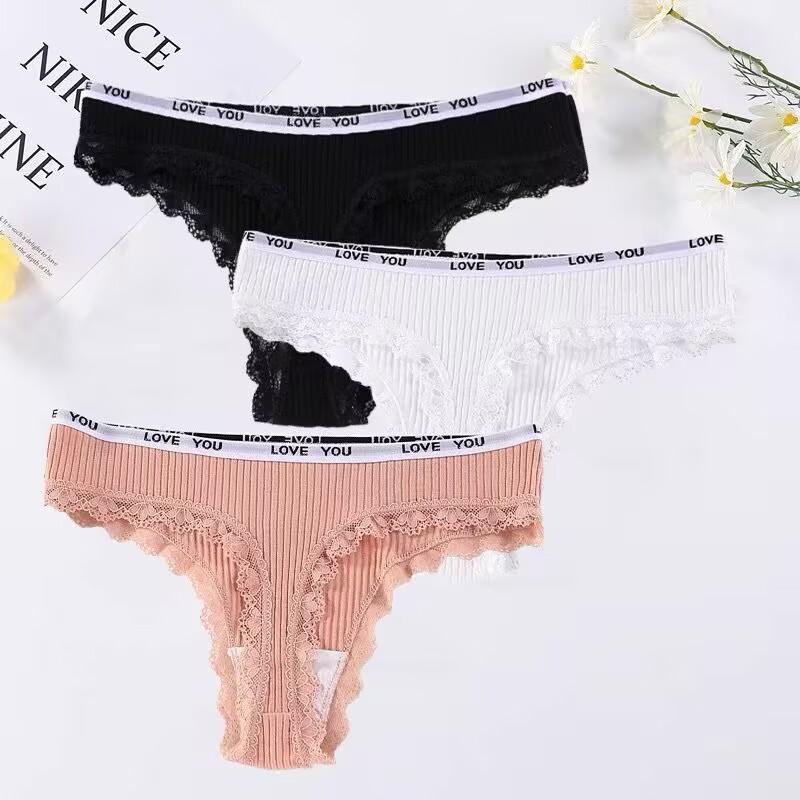 3PCS Women Thongs Panties G-String Cotton Women Underwear Female Low Waist Sexy Thong Womens Intimates Thongs Lingeries Tangas