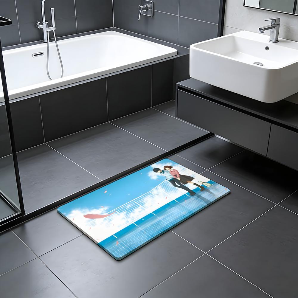 ANIME S-Sakurada R-Reset Floor Mat Absorbent Floor Mat Non-Slip Entrance Rug for Bathrooms Restrooms and Toilets