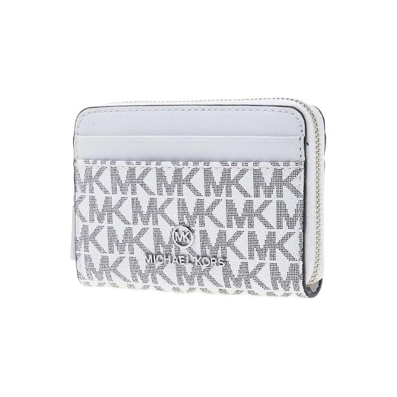 Michael Kors Бренд Jet Set Логотип Буквенный логотип Холст с кожаным кошельком для монет Маленький размер Женский Белый с черным