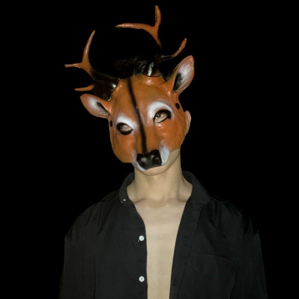 Costume Cosplay Prom Props Face Mask Deer Head Mask Kabuki Kitsune Mask Animal Mask Halloween Mask
