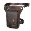 Crazy Horse Leather Design Shoulder Sling Bag Travel Fanny Waist Belt Pack Leg Thigh Drop Bag Phone Pouch For Men Male