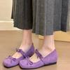Fashion 2025Inner Increase Flat  Spring New Square Head Shallow Mouth Suede Butterfly Knot Set Foot Soft Sole Non-slip Single Shoes