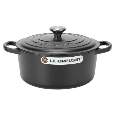 LE CREUSET SIGNATURE Signature Круглая жаровня 22см Круглая жаровня Матовый черный Черный Двуручная кастрюля Новая жизнь [Предмет]