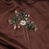 Hair Ornaments Green Crystal Hair Combs Flower Leaf Headbands Rhinestone Hair Comb Bridal Clips