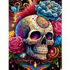 5D DIY Full Round Diamond Painting Skull Flower Rhinestone Mosaic Diamond Embroidery Cross Stitch For Adults Home Decor 30x40cm/12x16inch