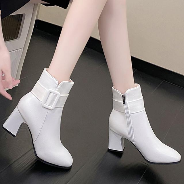 Новые осенне-зимние женские ботинки «Челси» на ботильоне на высоком каблуке, модные вечерние пикантные туфли-лодочки на массивном каблуке, повседневная женская обувь, Botas на молнии