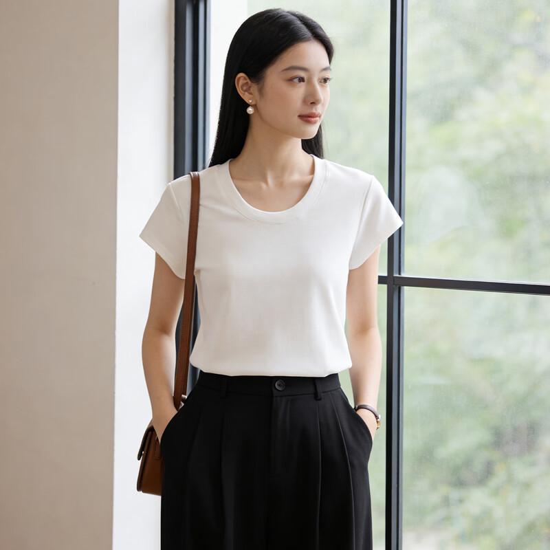 Женская приталенная футболка Yiershuang с короткими рукавами-крылышками и круглым вырезом