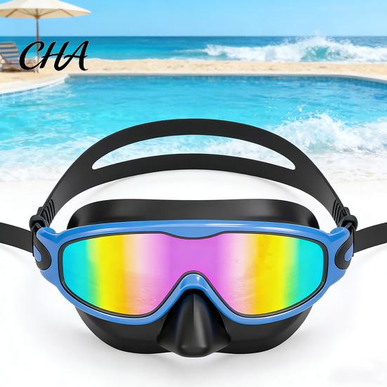 Anti-fog Swim Goggles Clip-On with Case, 180 Degrees Wide View Anti-UV Diving Practice Pool Goggles, No Leakage Anti-Fog Swimming Eyewear for Children