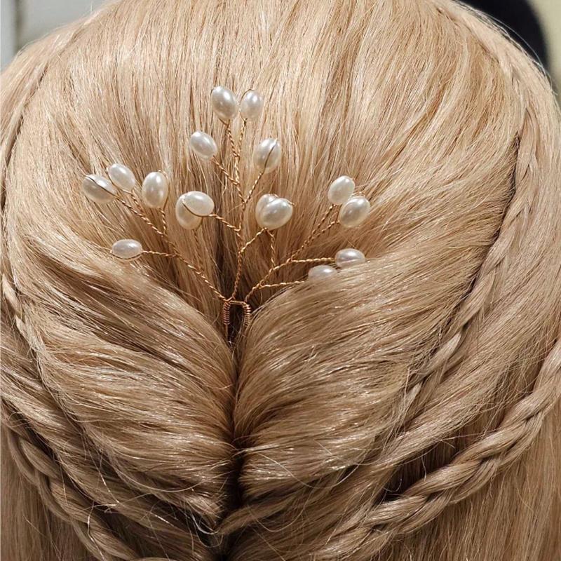 1 шт. Свадебный аксессуар для волос Ручная работа Вилка для волос из искусственного жемчуга, Элегантная французская винтажная заколка для волос, Металлическая шпилька для волос
