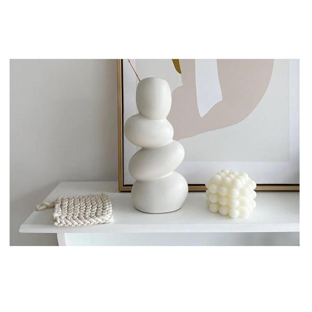 Pampas Grass Vase Money Plant Live Plants for Home, Office,Gifts- (Pebble Vase, Height- , White)