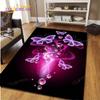 Gorgeous Purple Flower Printed Carpet Modern Butterfly Carpet for Living Room Bedroom Bedside Geometric Rug Hallway Non-Slip Rug