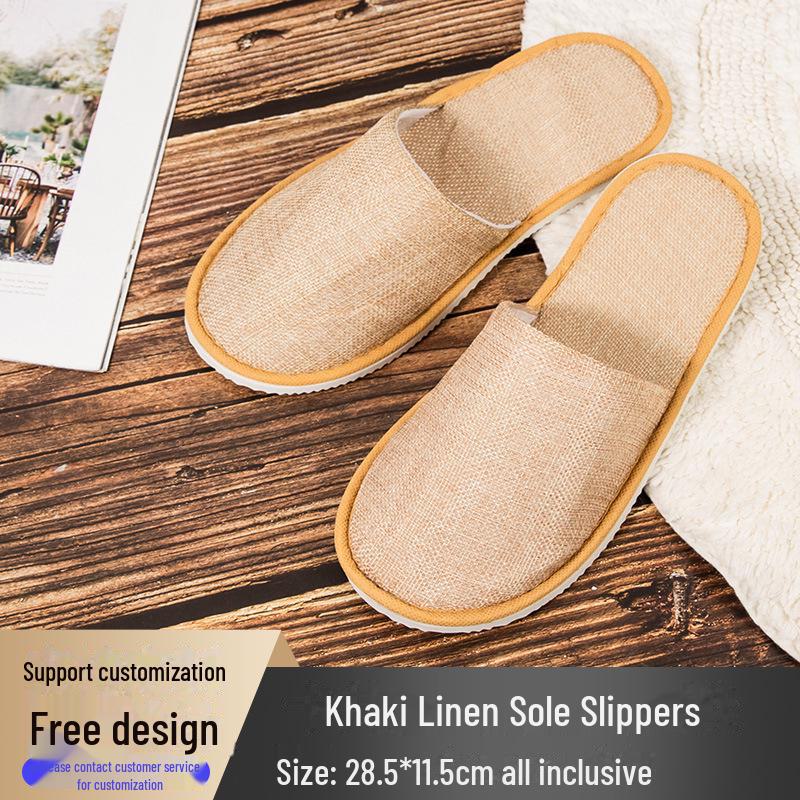 Четырехсезонные нескользящие тапочки из хлопка и льна для отелей и салонов красоты
