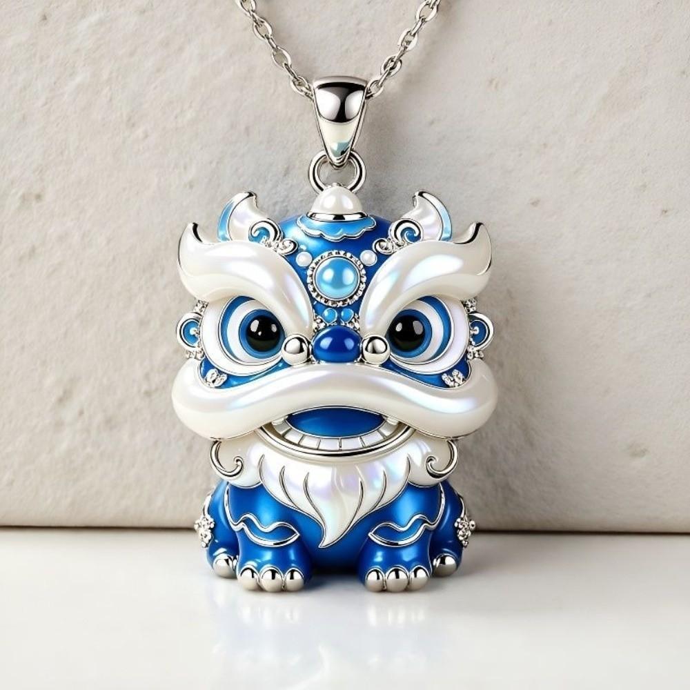 Exquisite Enamel Pendant Necklace Deer Chinese Lion Clavicle Chain Anniversary Gift