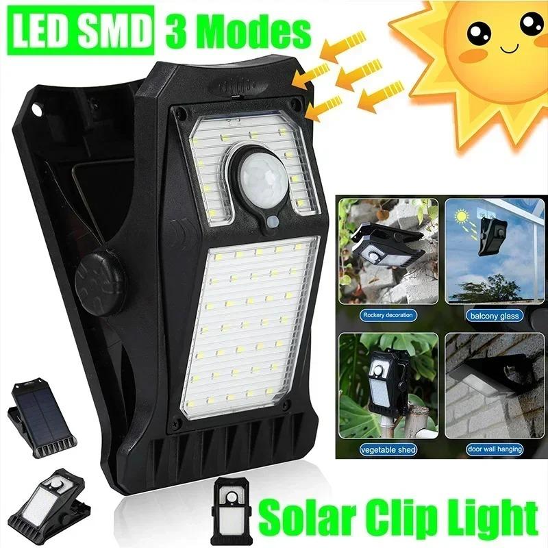 Clip On Solar Lights Outdoor Waterproof Motion Sensor Solar Fence Light with 90 LEDs 3 Modes for Gutter Patio Deck Camping Tent