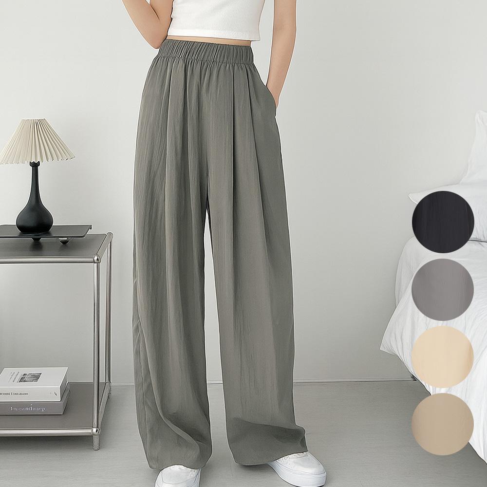 KIM YOUNG JOO GOLF Summer Daily Lightweight And Cool Cooling Elastic Waist Women'S Wide Pants Kpmlsl24