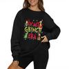Women's Fashion Casual Long Sleeve Solid Color Christmas Printed Round Neck Top Sweatshirt