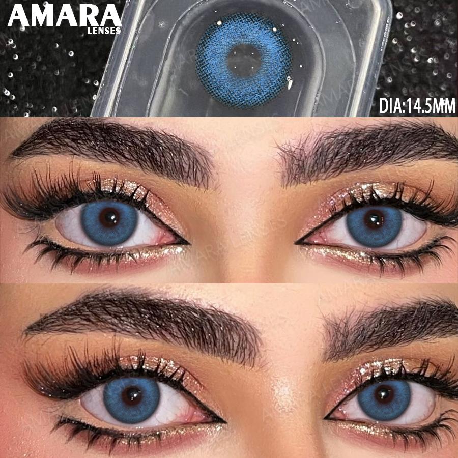 AMARA 1 пара цветных контактных линз для макияжа, синие зрачки, натуральные коричневые линзы, зеленый цвет, линза для глаз, косметические Colorcon