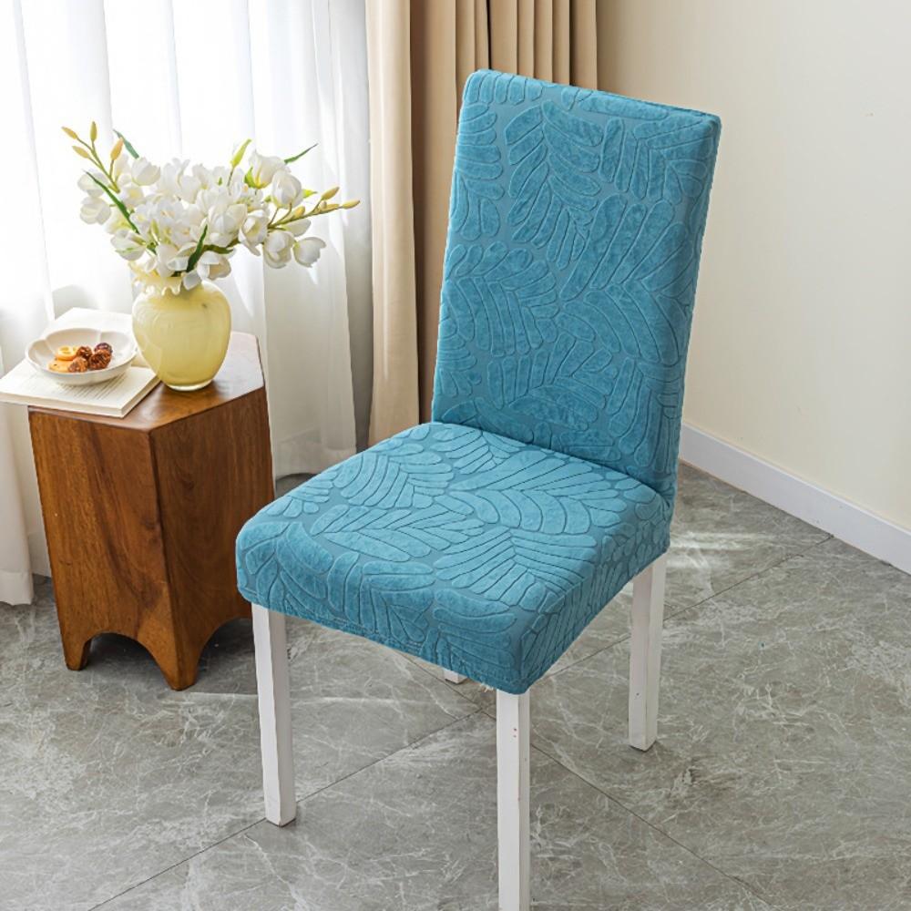 High-elastic Dining Chair Cover Jacquard Anti-slip Integrated Seat Cover Dust-proof Soft Stool Slipcover for Home Decoration