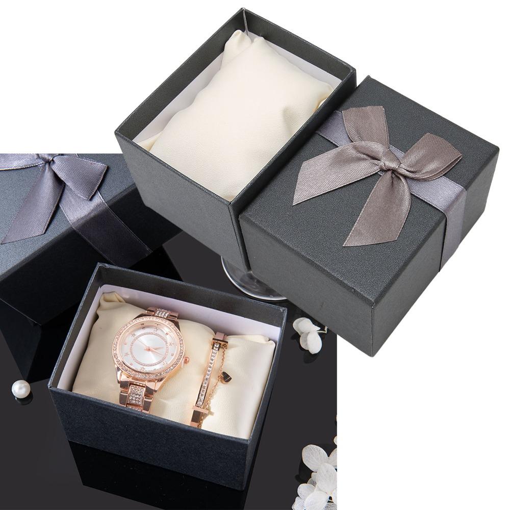 Kraft Paper Bowknot Decor Watch Gift Box Premium Watch Present Box Jewelry store watch display box