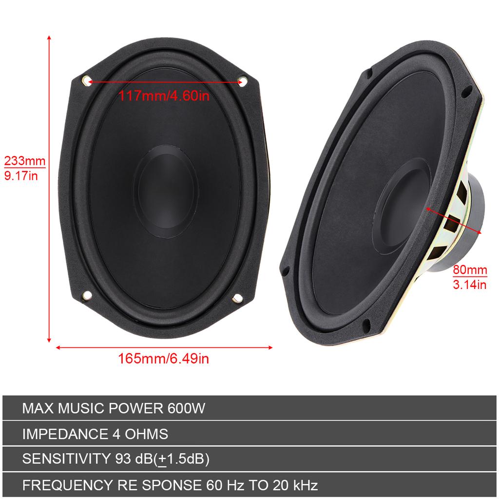 1 Piece  6x9 Inch 600W 12V Car Speakers Universal Subwoofer Car Audio Music Stereo Full Range Speakers for Car Auto Speaker